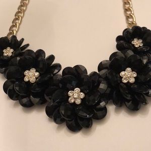 Black flower statement necklace